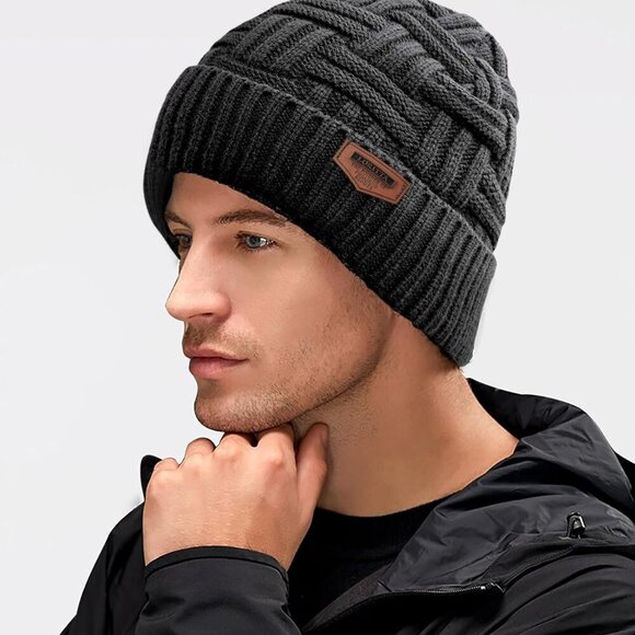 Winter Hat Warm Knitted Thick Baggy Slouchy Beanie Skull Cap for Men - Picture 6 of 7